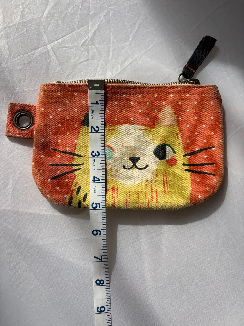 Danica Studio Cute Orange Cat Canvas Clutch or Coin Purse Bright Colors